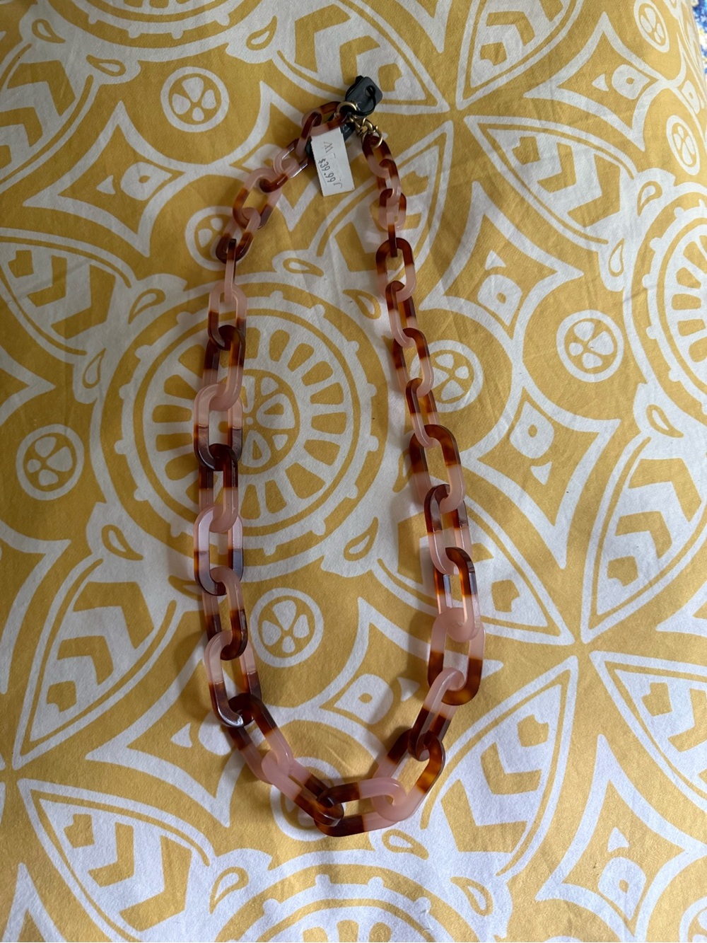J. Crew Pink and Brown Resin Link Necklace - Women Jewelry